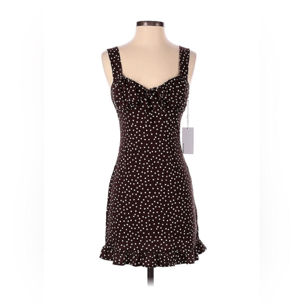Reformation NWT Nevada Brown Dot Mini Dress size small